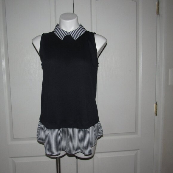 LOFT Navy White Sleeveless Nautical Top Size S - Picture 2 of 5